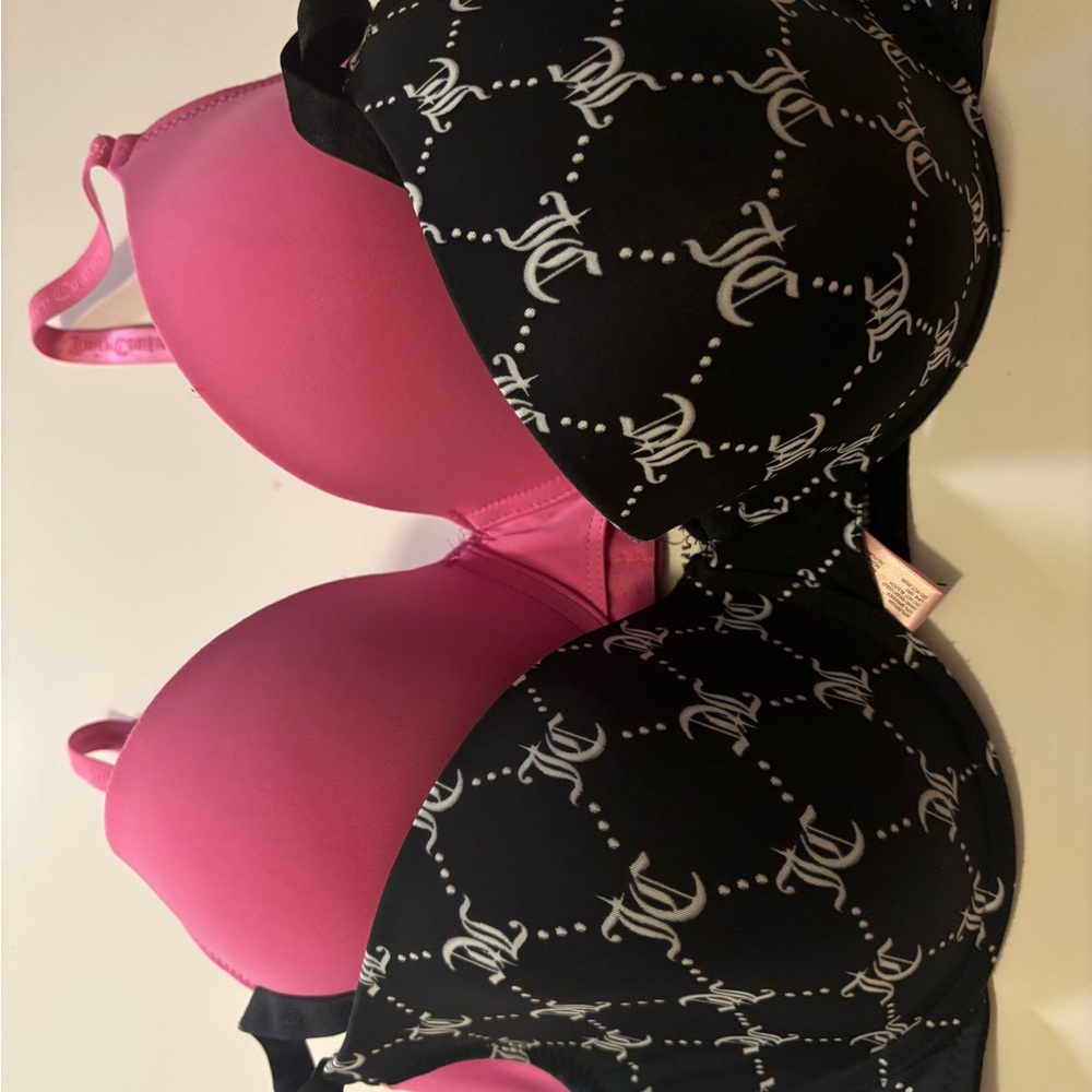 Juicy Couture Pink and Black Molded Cup Bra